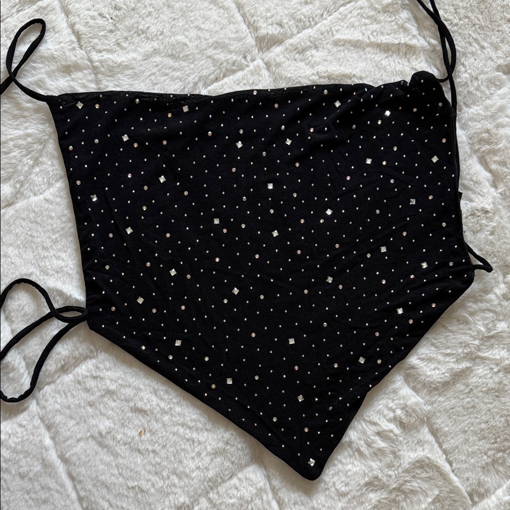 Windsor Black Crop Top with Silver Accents